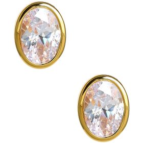 Large Bezel Oval Stud - 18k Gold Plated