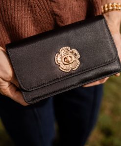 Lilly Faille Clutch with Flower Closure