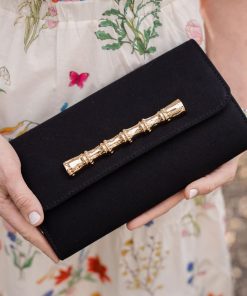 Avery Black Canvas Clutch - Gold Charm Bamboo Bar
