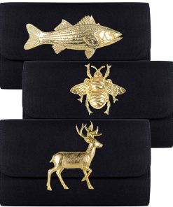 Avery Clutch - Black - XL Gold Charms