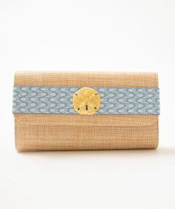 Avery Straw Clutch - Blue Ocean Band with Sanddollar