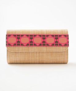 Avery Straw Clutch - Pink Shanghai Band