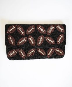 Black Football - Beaded Clutch