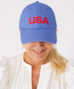 Blue Needlepoint Baseball Hat - USA