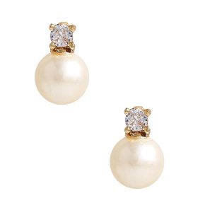 Carolyn- Small Rhinestone and Pearl Stud - Belle of the Ball