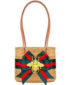 Medium Charlotte - Green and Red Fluffy Bow - Bee