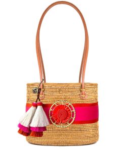 Charlotte Medium - Pink Layer with Nautical Raffia Flower With Pink Combo Tassel