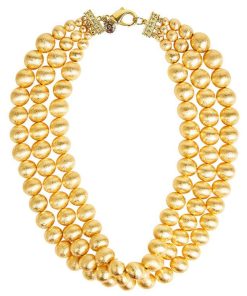 Diana Gold Triple Strand Beaded Necklace