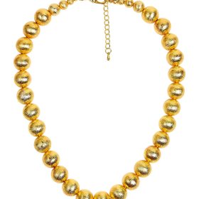 Diana Single Strand Beaded  Large Necklace - 14mm -  Brushed Gold