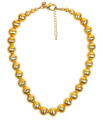 Diana Single Strand Beaded  Large Necklace - 14mm -  Brushed Gold