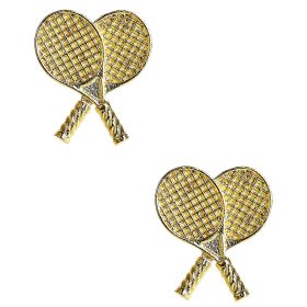 Double Tennis Racket Stud - Gold