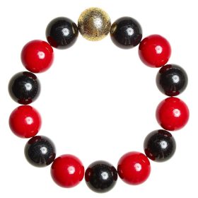 Georgia Beaded Bracelet - Black Red Quartz