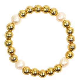 Georgia - Gold  & Freshwater Pearl Beaded Bracelet