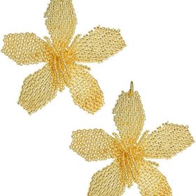 Gwen - Fabric Beaded Hook Back Flower Earrings