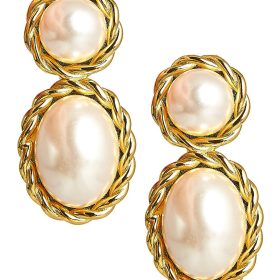 Jackie Pearl & Gold Roped Statement - Earrings - Belle of  the Ball