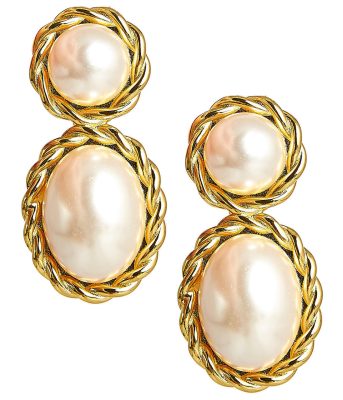 Jackie Pearl & Gold Roped Statement - Earrings - Belle of  the Ball