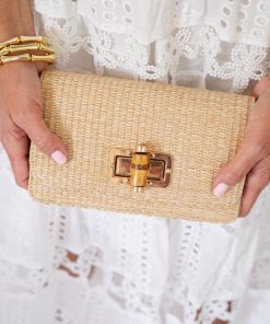 Lilly - Straw Clutch - Bamboo Toggle