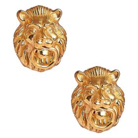 Lion Door Knocker  Earrings in Gold Brass