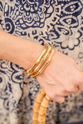 Lucy - 3 Gold Bracelet Stack - Bamboo Acrylic