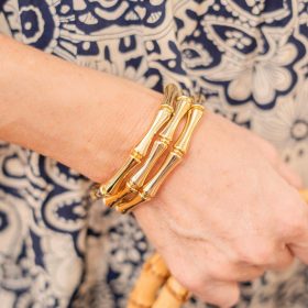 Lucy - 3 Gold Bracelet Stack - Bamboo Acrylic