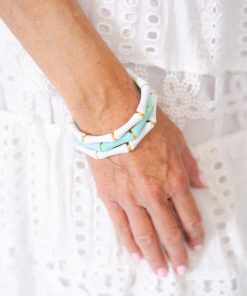 Lucy Bracelet Stack - 2 White & Turquoise