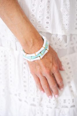 Lucy Bracelet Stack - 2 White & Turquoise