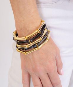 Lucy Bracelet Stack - 3 Gold & 2 Black