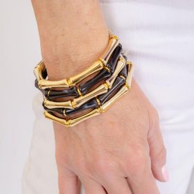Lucy Bracelet Stack - 3 Gold & 2 Black