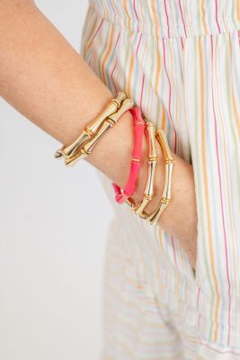 Lucy Bracelet Stack - 4 Gold & Hot Pink