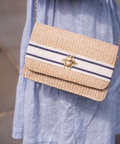 Ruby Straw  -  Denim Stripe Band