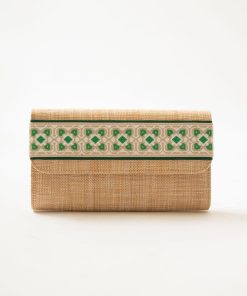 Straw Avery Clutch - Kerry Ribbon with Hunter Layer
