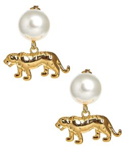 Tiger Pearl Drop - Gold Earring