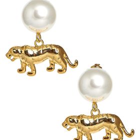 Tiger Pearl Drop - Gold Earring