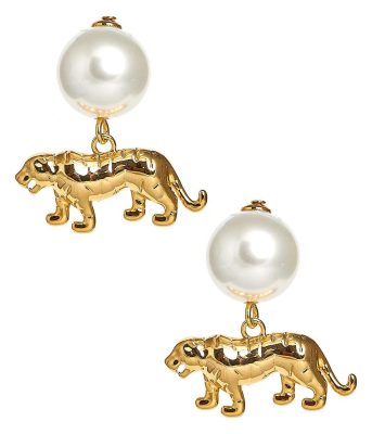Tiger Pearl Drop - Gold Earring
