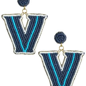 "V" for Villanova - Fabric Backed Earrings