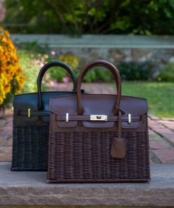 Margo -  Fall Wicker Handbag - Black & Chocolate