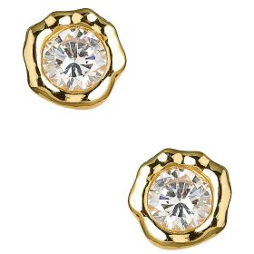 Margot - Bezel Textured Stud Earring - 18k Gold Plated- Darby Clark Collection