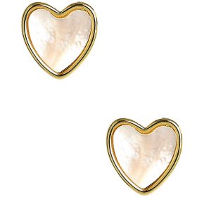 Martha - Heart Mother of pearl stud earring - 18k gold plated-Darby Clark Collection