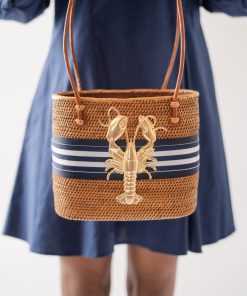 Medium Charlotte - Navy/Navy And White Stripe Layer with XL Lobster