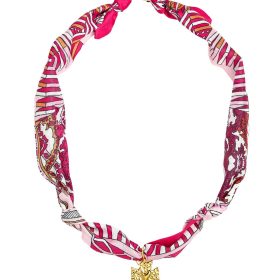 Mollie Pink Cross Scarf Necklace