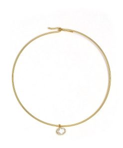 Oval Bezel Collar Necklace- 18k Gold Plated - Belle of the Ball Collection