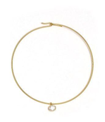 Oval Bezel Collar Necklace- 18k Gold Plated - Belle of the Ball Collection