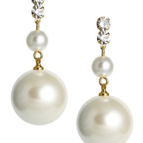 Paris - Pearl and Rhinestone Drop Earring - 18k Gold Plated