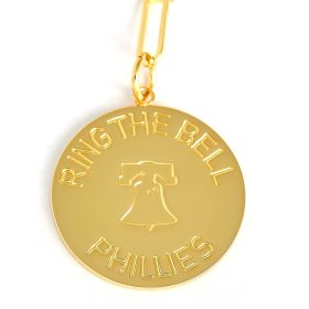 Phillies- Ring the Bell- Charm Necklace - 18k Gold Plated Paper Clip Chain