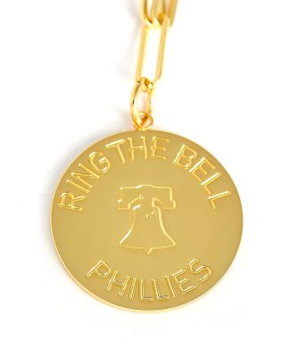 Phillies- Ring the Bell- Charm Necklace - 18k Gold Plated Paper Clip Chain