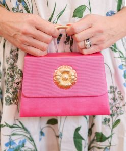 Pink Faille Lulu with Gold Handle Handbag - Gold Charms