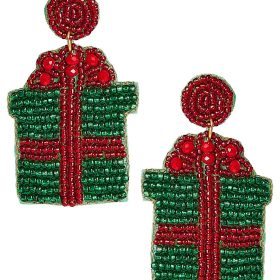 Present Beaded Christmas Earring