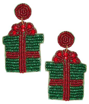 Present Beaded Christmas Earring