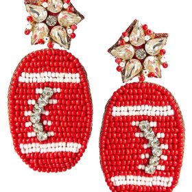 Red Football Earring - Fabric Backed