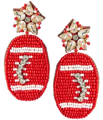 Red Football Earring - Fabric Backed